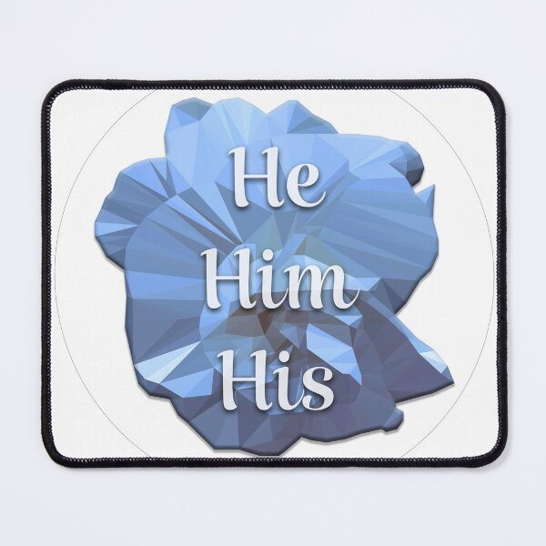 Item preview, Blue Low Poly Pronoun Flower - He/Him/His designed and sold by spaceacedesigns.