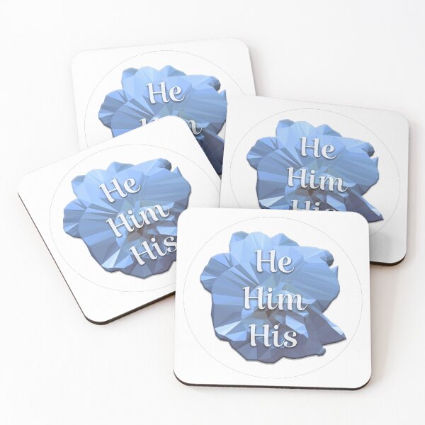 Item preview, Blue Low Poly Pronoun Flower - He/Him/His designed and sold by spaceacedesigns.