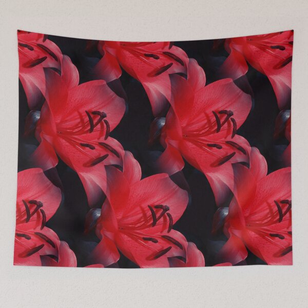 Item preview, Red lily with Black background  designed and sold by macawmad.