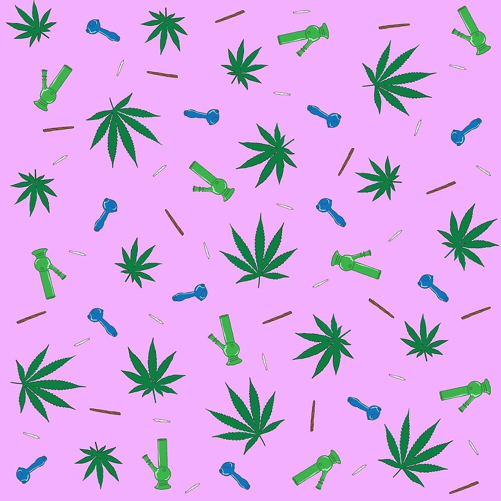 "Weed, Bongs, Pipes, Joints, & Blunts Pattern" by lmdyp Redbubble