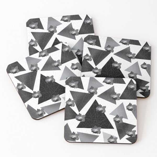 Item preview, geometric flowers - black peonies - triangles designed and sold by tangerinedusk.