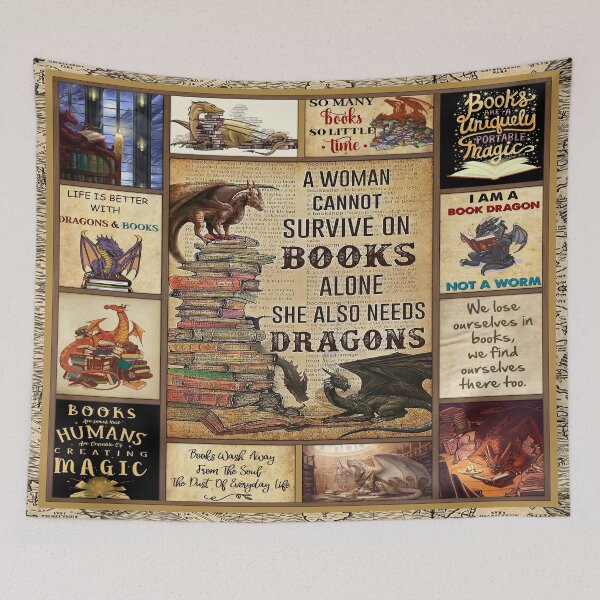 Item preview, A Woman Cannot Survive On Books Alone She Also Needs Dragons designed and sold by GunillaBlau.