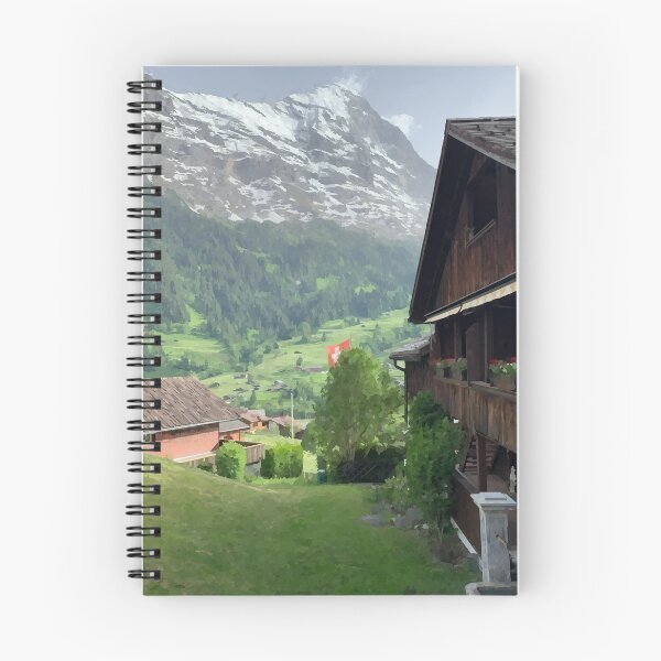 Item preview, Swiss Cabins with Mountain Backdrop - Watercolour style designed and sold by WWWC2288.