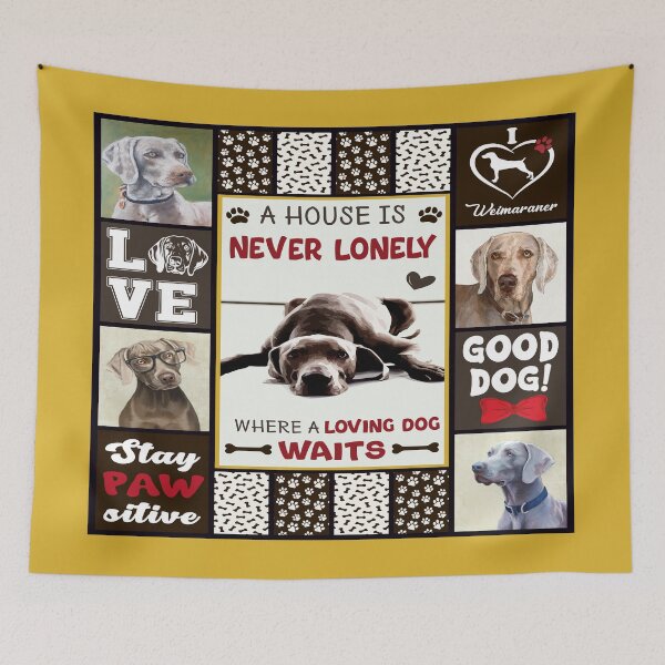 Item preview, A House Is Never Lonely Where A Loving Dog Waits Weimaraner Dog designed and sold by GunillaBlau.