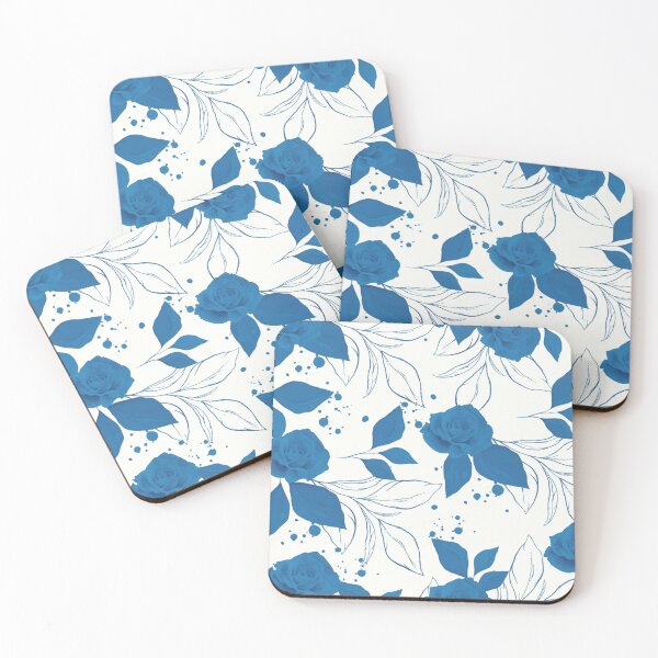 Item preview, Vintage Blue Rose and Leaves Pattern on White designed and sold by GraphicsClub.