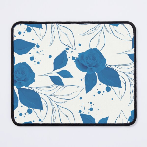 Item preview, Vintage Blue Rose and Leaves Pattern on White designed and sold by GraphicsClub.