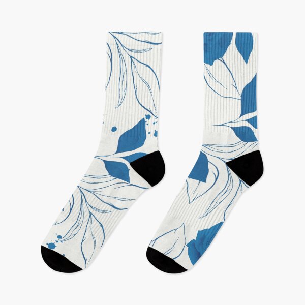 Item preview, Vintage Blue Rose and Leaves Pattern on White designed and sold by GraphicsClub.