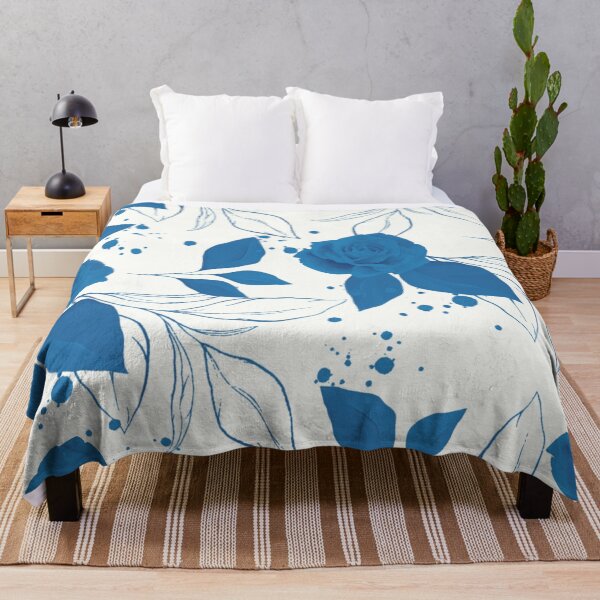 Item preview, Vintage Blue Rose and Leaves Pattern on White designed and sold by GraphicsClub.