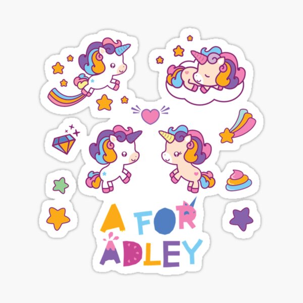 "a for adley unicorn Kids TShirt" Sticker for Sale by BeauWellingto