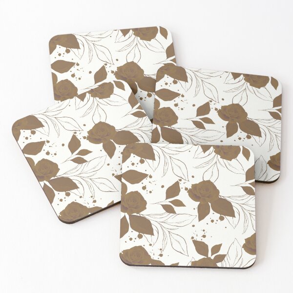 Item preview, Vintage Brown Rose and Leaves Pattern on White designed and sold by GraphicsClub.