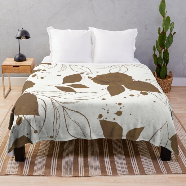 Item preview, Vintage Brown Rose and Leaves Pattern on White designed and sold by GraphicsClub.