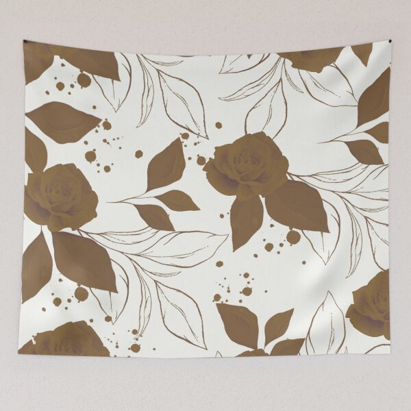 Item preview, Vintage Brown Rose and Leaves Pattern on White designed and sold by GraphicsClub.