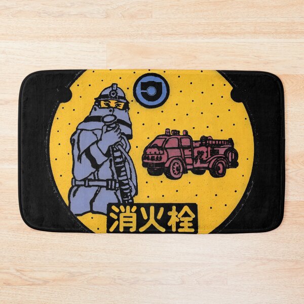 Item preview, Fireman with hose and truck on manhole in Japan - Color designed and sold by mattraski.