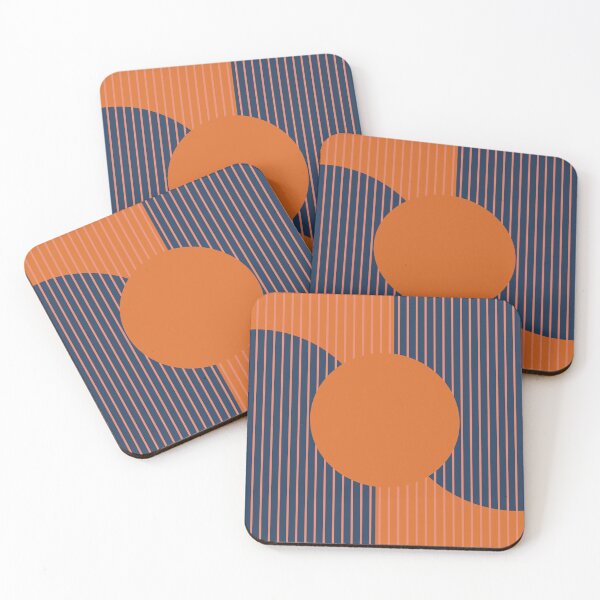 Item preview, Abstract Shapes 255 in Navy Blue and Orange designed and sold by nineFlorals.