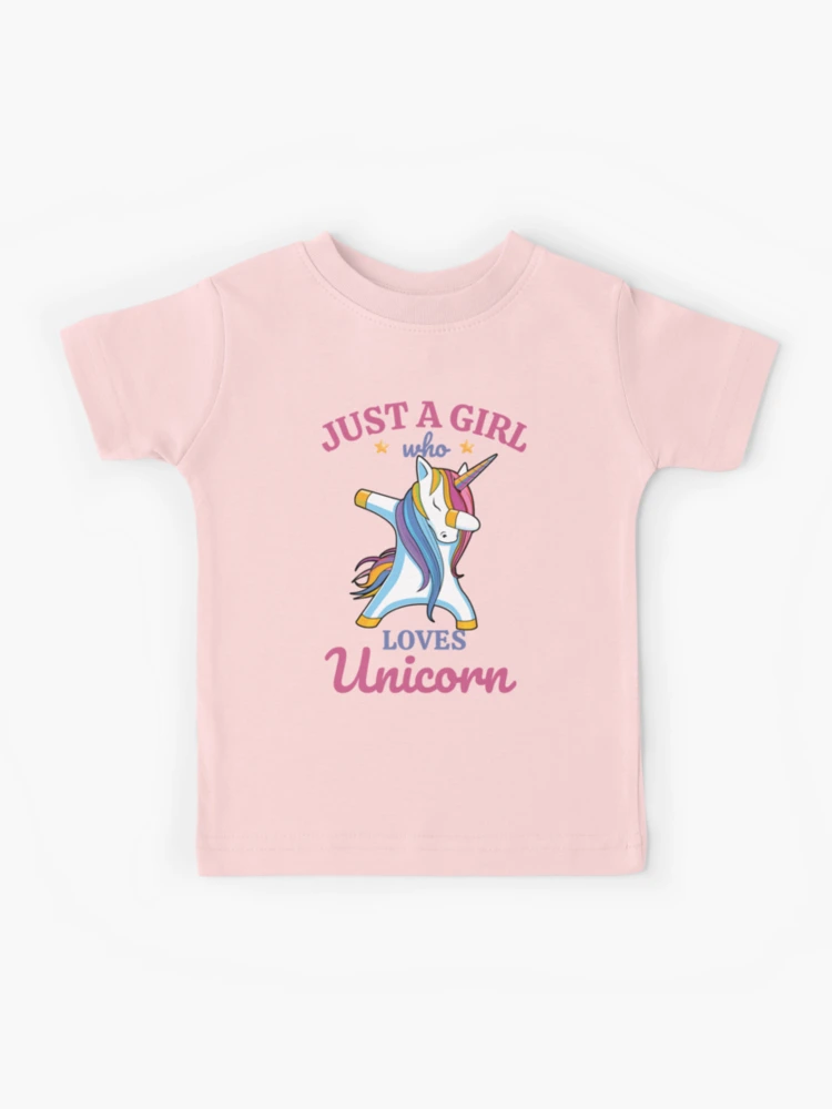 just a girl who loves unicorn A for little kids Adley Kids T-Shirt
