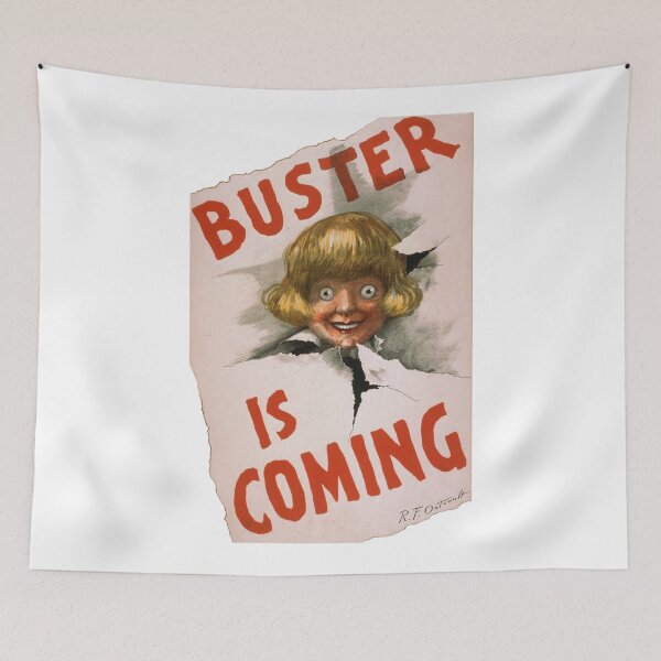 Item preview, Buster Is Coming Early Vintage Poster For Buster Brown Shoes, Creepy Looking Kid and His Dog Tige Are Looking For You designed and sold by AhmedBear.