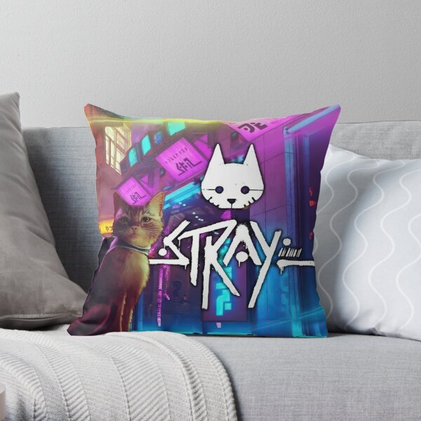 stray game cat sad Throw Pillow