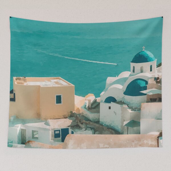 Item preview, Santorini with a Sea View - Watercolour Style designed and sold by WWWC2288.
