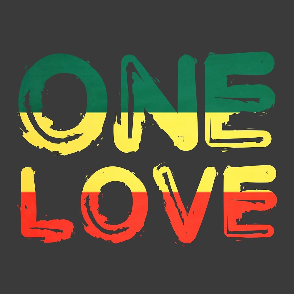 "One Love Reggae Peace Weed Rasta Chill Stoner Quote" by Sid3walkArt2