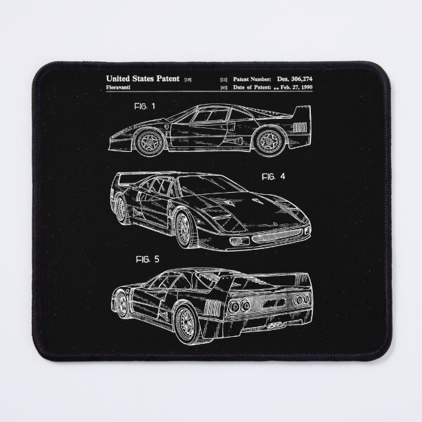 Artikelvorschau, Ferrari-Patent - Ferrari-Sportwagen-Kunst - Schwarz und Weiß entworfen und verkauft von patentpress.