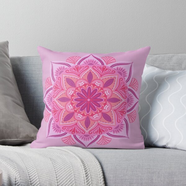 Think Pink Mandala Throw Pillow