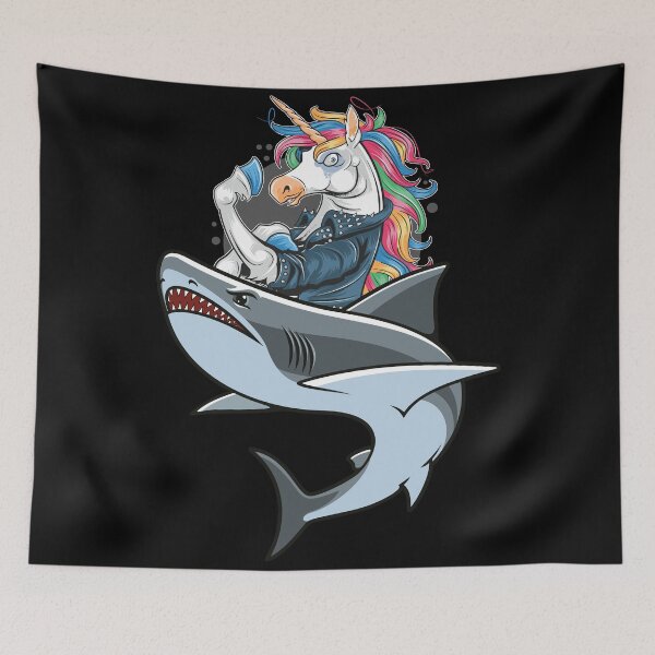 Item preview, tiburón montando unicornio - tiburón unicornio designed and sold by HStudioPrints.