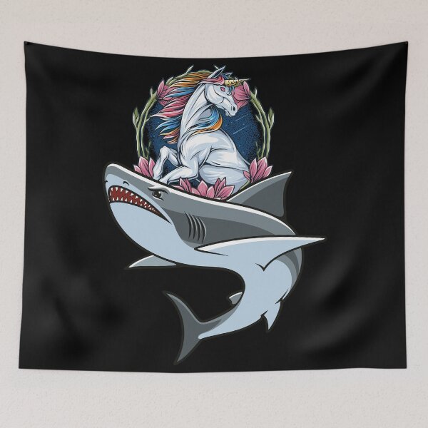 Item preview, tiburón montando unicornio - tiburón unicornio designed and sold by HStudioPrints.