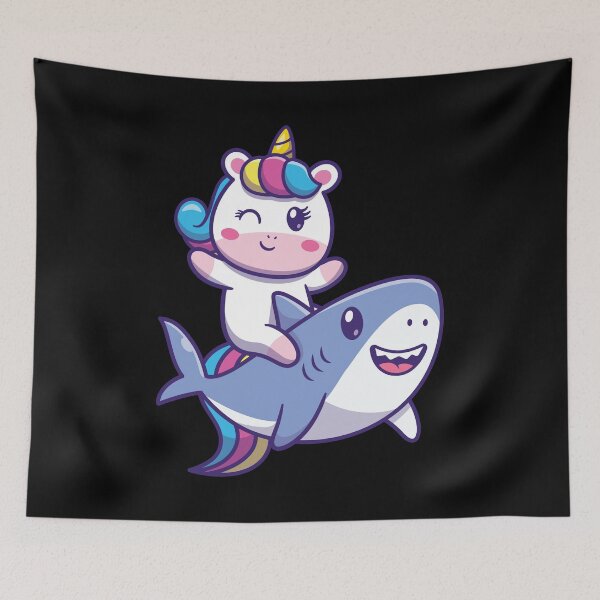 Item preview, tiburón montando unicornio - tiburón unicornio designed and sold by HStudioPrints.