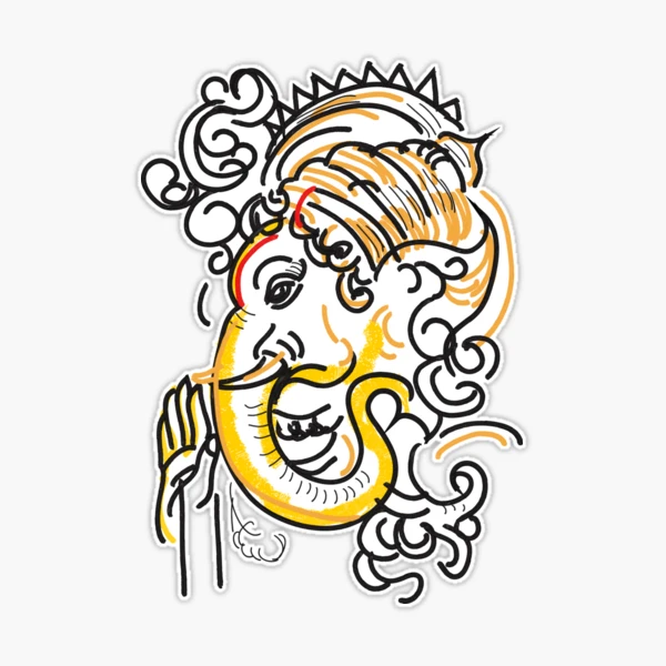 Silhouette of lord ganesha as line drawing Vector Image