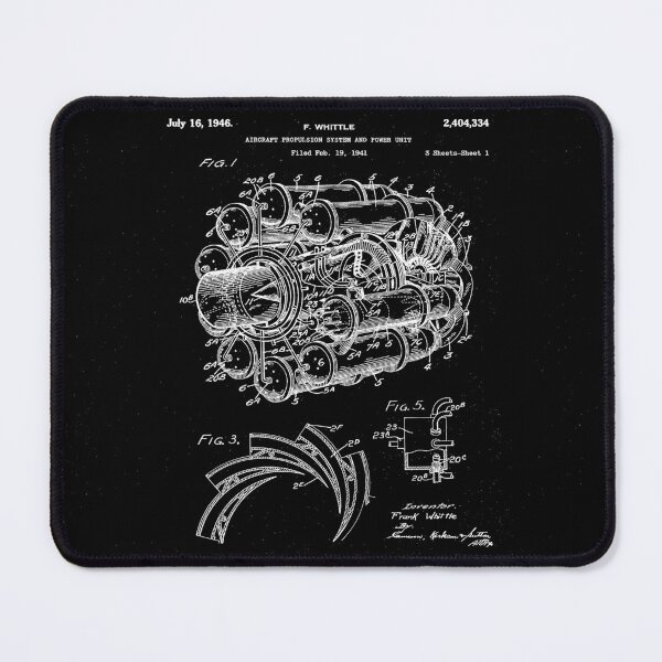 Item preview, Airplane Jet Engine Patent - Airline Engine Art - Black And White designed and sold by patentpress.
