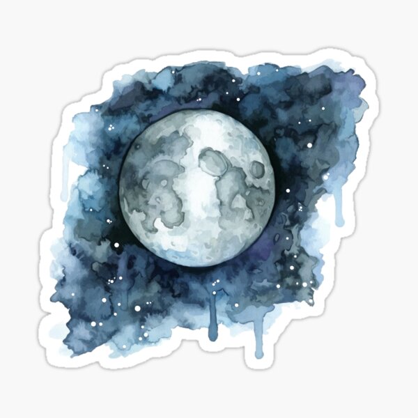 Watercolor Moon Sticker