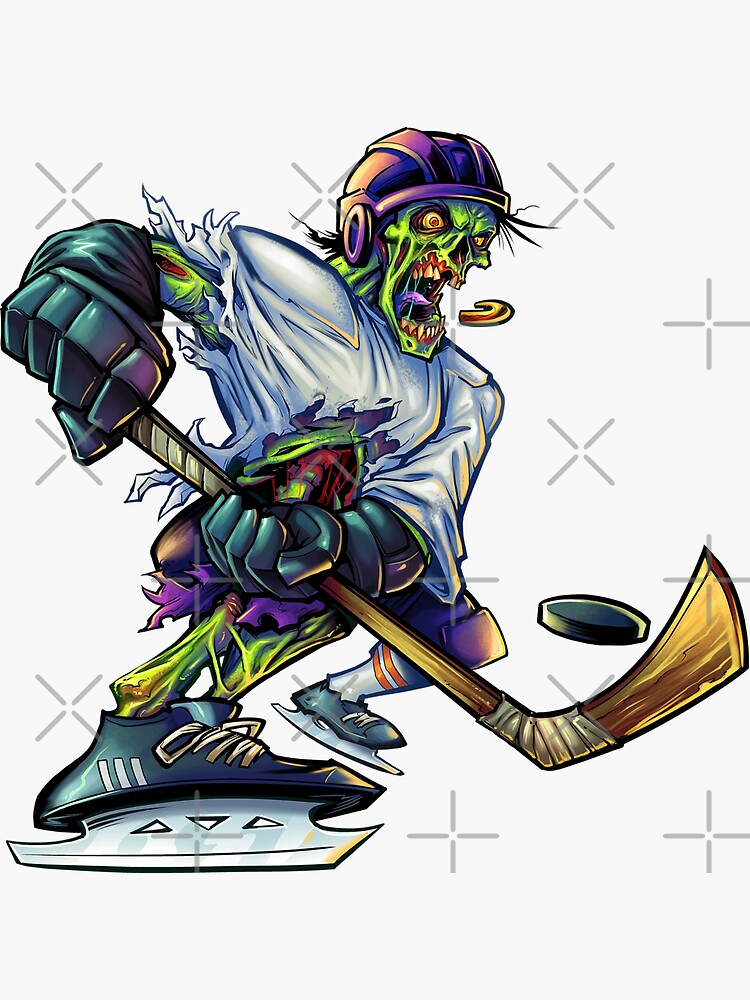 "Zombie Hockey Stick Player," Sticker for Sale by Redbubble