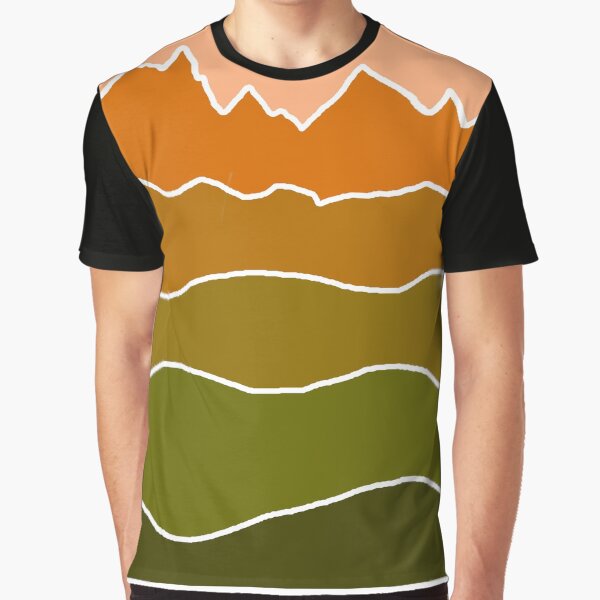Landscape Staggered Green Orange Graphic T-Shirt