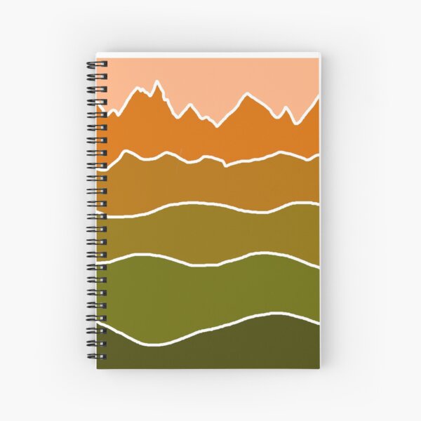 Landscape Staggered Green Orange Spiral Notebook