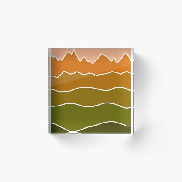 Landscape Staggered Green Orange Acrylic Block