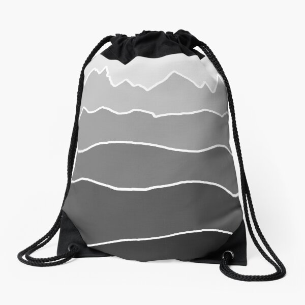 Landscape Staggered Grey Drawstring Bag