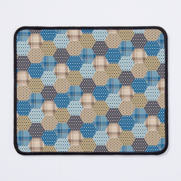 Item preview, Blue and brown exagon patchwork pattern designed and sold by FunnyChameleon.