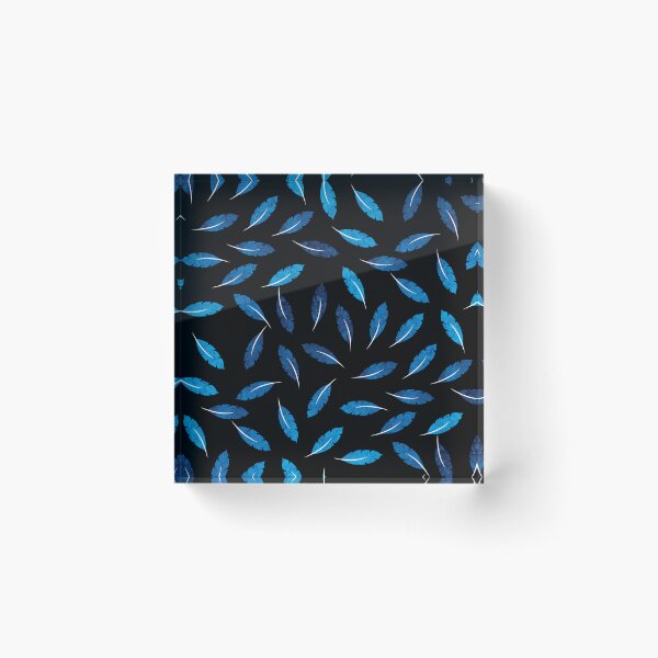 Item preview, Blue watercolors feathers on a dark background designed and sold by FunnyChameleon.