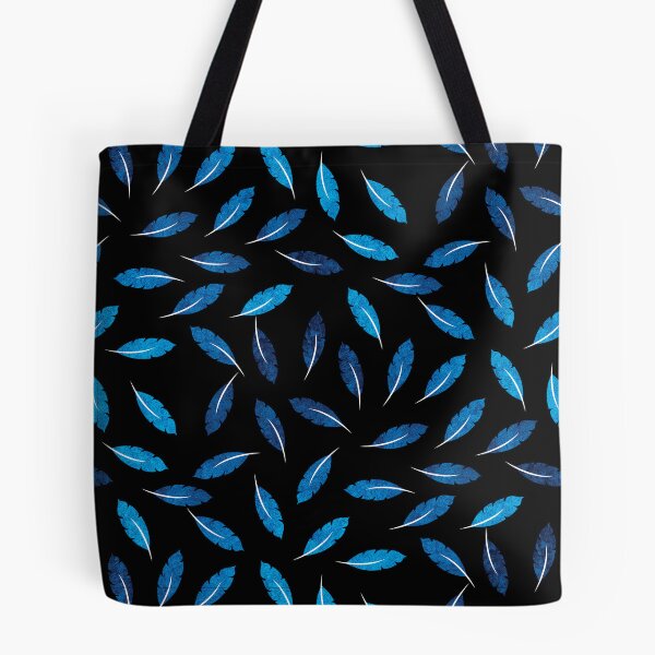 Item preview, Blue watercolors feathers on a dark background designed and sold by FunnyChameleon.