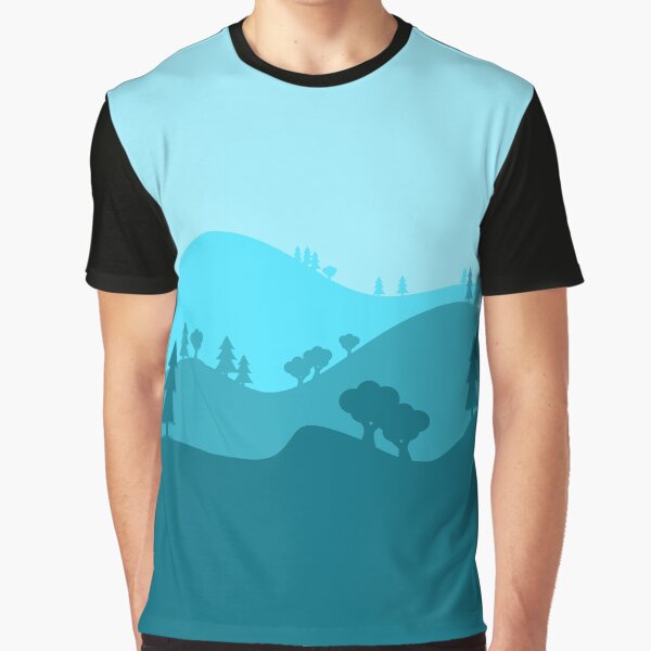 Landscape Blended Blue Graphic T-Shirt