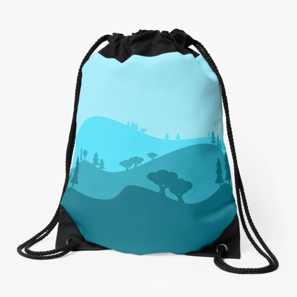 Landscape Blended Blue Drawstring Bag