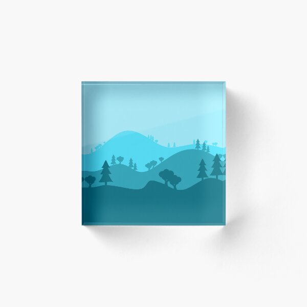 Landscape Blended Blue Acrylic Block