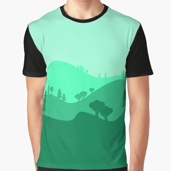 Landscape Blended Green Graphic T-Shirt