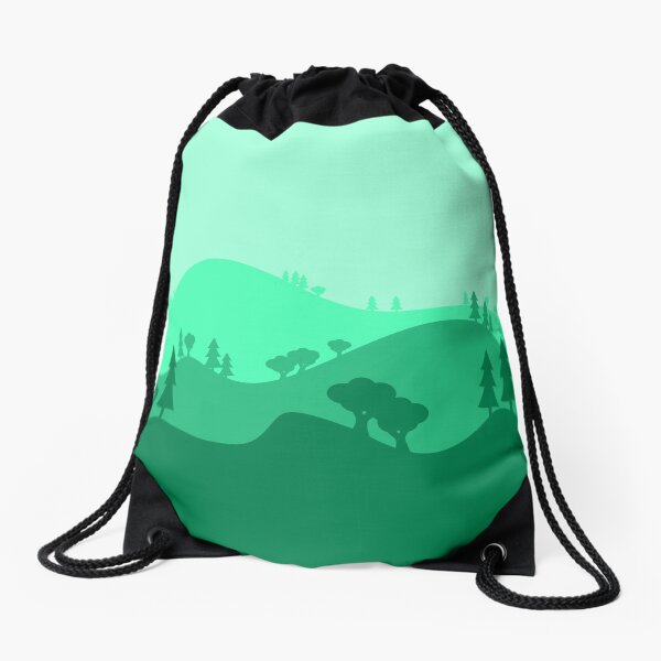 Landscape Blended Green Drawstring Bag
