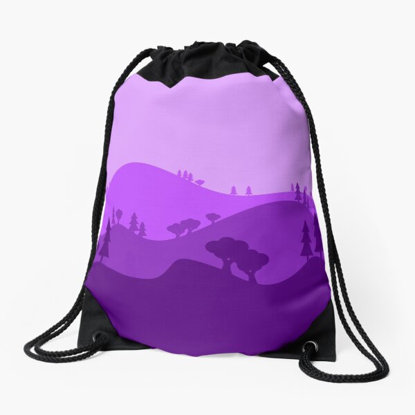 Landscape Blended Purple Drawstring Bag