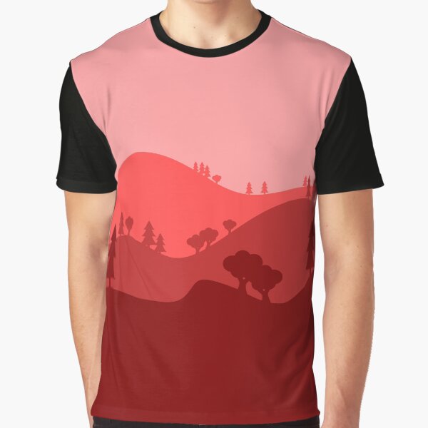 Landscape Blended Red Graphic T-Shirt