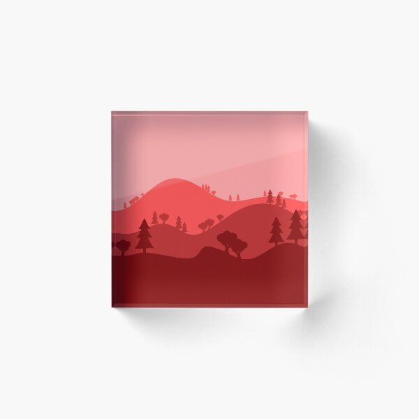 Landscape Blended Red Acrylic Block