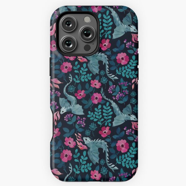 Item preview, Dragons floral in dark jewel tones designed and sold by adenaJ.