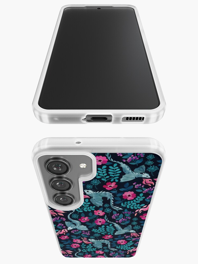 Thumbnail 3 of 4, Samsung Galaxy Phone Case, Dragons floral in dark jewel tones designed and sold by adenaJ.