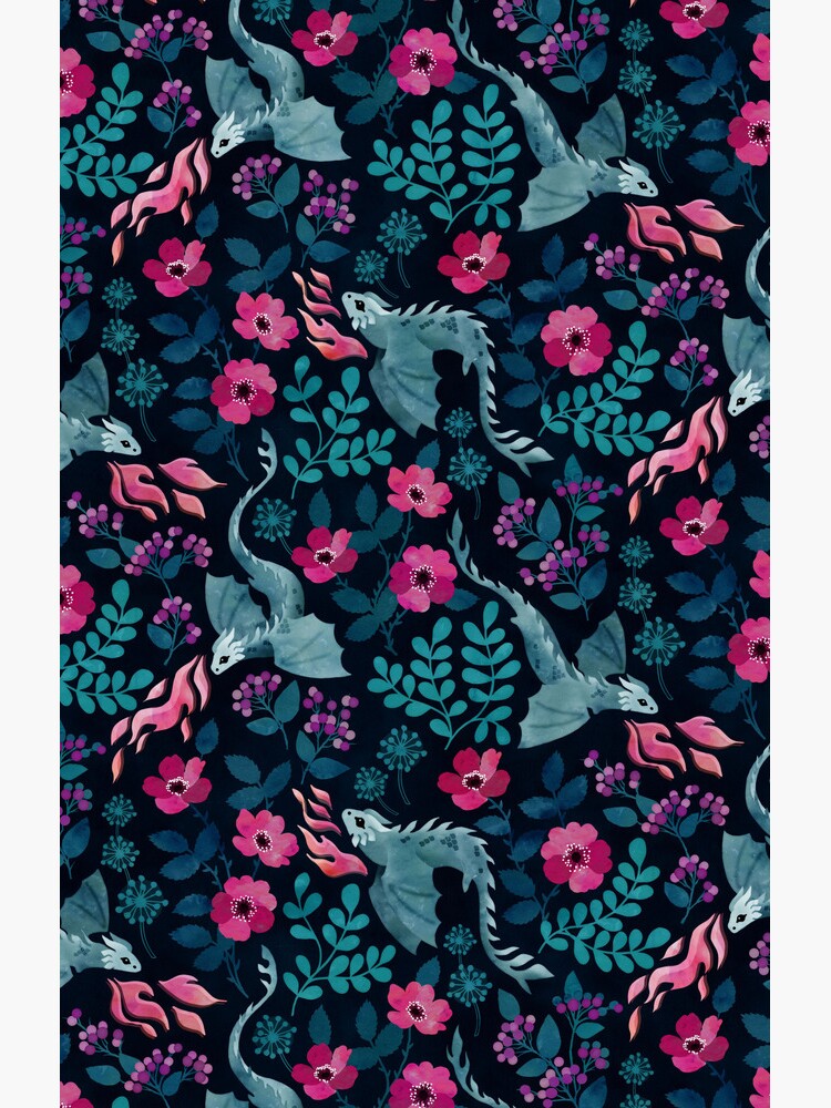 Thumbnail 4 of 4, Samsung Galaxy Phone Case, Dragons floral in dark jewel tones designed and sold by adenaJ.